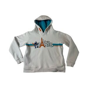 Disney Stitch Disneyland Paris Hoodie White Pullover Kids Size 11/12